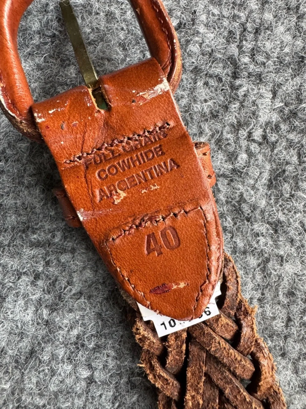 Brown Braided Leather Men's Belt Classic Casual Style Size 40